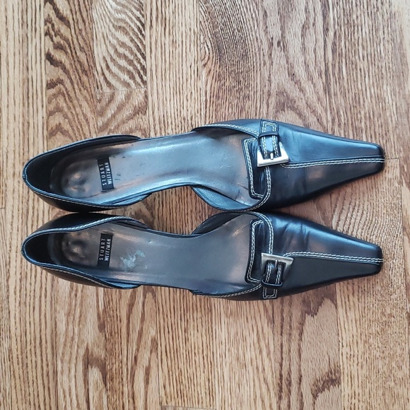 (10) Stuart Weitzman Low Kitten Heel Formal Made in Spain Office Buckle Accent - Picture 2 of 14
